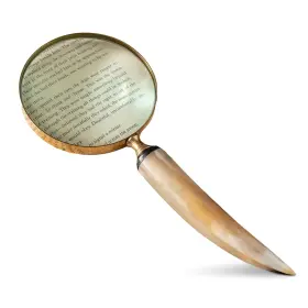 Ihi Est. 1986 711734203239 India Handicrafts 20323 Natural Horn Handle Black 10 Inch Magnifying Hand-hel