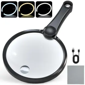 Wf-8036-2 Imichi 5.12 In Large Handheld Magnifier With Light 49 Anti-flicker Leds 10x/20x Hd