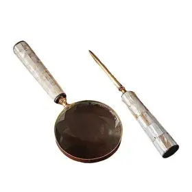 20330 India Handicrafts Pearl Handles 10 Inch Magnifying Hand-held Reading