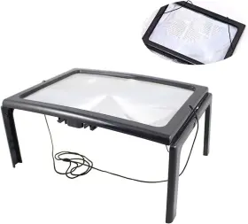 Itoda 313055020016 Full Page Reading Magnifier Standing Hands Free Desktop Portable 4 Led Light Pro