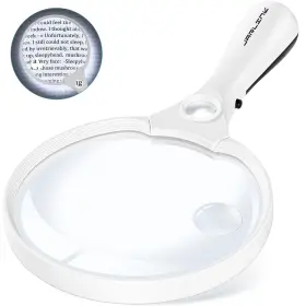 Jarlink 840120604159 Large Magnifying Glass With Light 10x 20x 45x Illuminated Handheld Magnifier