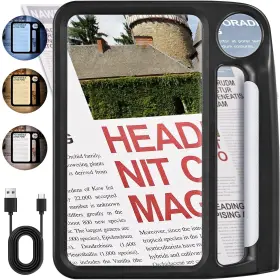 Jarlink 840120604753 5x 10x Large Magnifying Glass For Reading Rechargeable Magnifier With 3 Ligh
