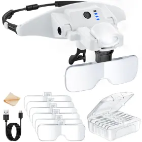 Jarlink Hh756w Magnifying Glasses With Light 6 Interchangeable Lens 1.0x4.0x And 3 Li