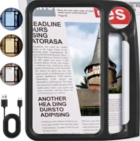 Mg002d Jarlink 5x 10x Large Magnifying Glass For Reading Rechargeable Magnifier With 3