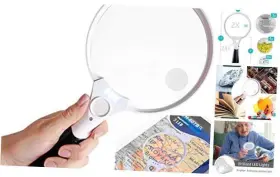 Jewel Hiphop 767228054696 Magnifying Glass With Light Large 5.5 Inch Handheld Led Illuminated