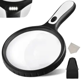 Jimejv 707995984574 Magnifying Glass With Light 4.92 Inch Large Magnifier 2x 5x Handheld Illumi