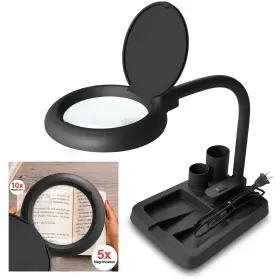 Jollycaper 742042862924 Magnifying Glass With Light And Stand-5x 10x Lamp Magni