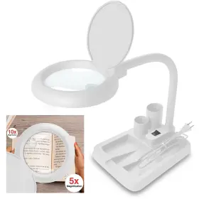 Jollycaper 742042862931 Magnifying Glass With Light And Stand/5x 10x Lamp Gl