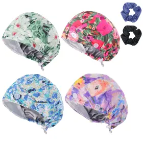 Joyring 795890994507 4 Pcs Scrub Caps Womens Nurse Surgical Hats Adjustable Satin-lined Work