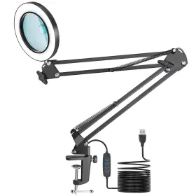 Jbst073 Jubor 10x 8x Magnifying Glass With Light And Stand Flexible Desk Lamp W