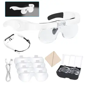 Juoifip-f1 Juoifip Head Magnifier Glasses With 2 Led Lights Usb Charging Magnifying Eyeglasses F