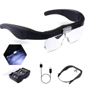 Juoifip-f2 Juoifip Head Magnifier Glasses With 2 Led Lights Usb Charging Magnifying Eyeglasses F