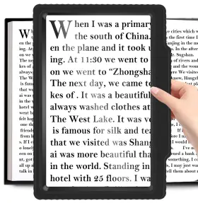 Jux007f0506fxfdjwdh01 Juoifip 5x Full-page Magnifying Glass For Reading Black Lightweight 5.7 Inch X 8 View