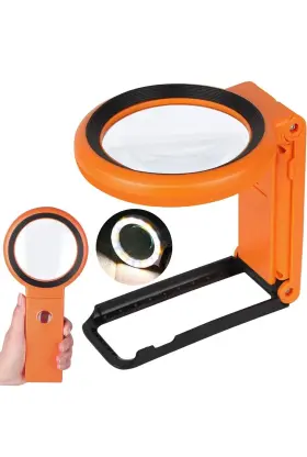 30x40x Kibtoy Magnifying Glass With 18 Led Lights Handheld Or Stand Option