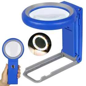 Kibtoy L106-blue 18 Led Magnifying Glass Light Stand Reading Magnifier Close Work Coins Jewelry B