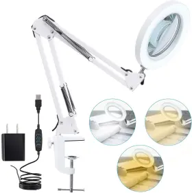 Kirkas-2 Kirkas 788416953591 10x Led Magnifying Lamp With Adjustable Arm 3 Color Modes Eye Care 72 Leds