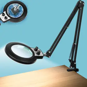 12x-cb-ys Kuvrs 12x Magnifying Glass With Light And Clamp Long Arm Lamp Infinite