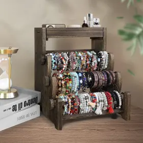 Dhk001 Ladyrosian 4 Tier Wooden Bracelet Holder Bangle Watch Necklace Display Stora