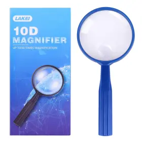 La-0727-blue2 Lakei Magnifying Glass 10x 30x Handheld Reading 75mm Shatter