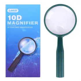 La-0727-green4 Lakei Magnifying Glass 10x 30x Handheld Reading 75mm Shatter Resis
