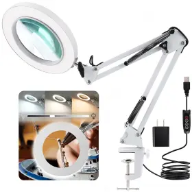 Lancosc 706336204944 10x Magnifying Glass With Light And Stand Real Lens 3 Color Mod