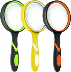 Leffis 744759634450 3 Pack Magnifying Glass 10x Non-slip Handheld Reading Magnifier