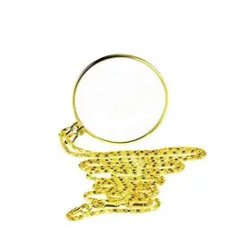 Lhx 767665143274 5x Magnifying Glass Pendant 1.6 Inch Lens Dia. And 35 Alloy Necklace Golden