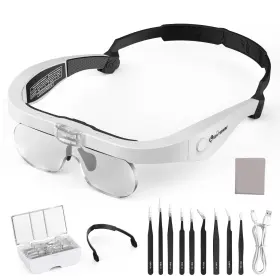 Lightswim 792483423512 Led Head Magnifier Rechargeable Hands-free Headband Magnifying Glass With 4
