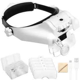 Linkhood 677998303507 Headband Magnifier Glasses 1x To 14x Rechargeable Head With Led Li