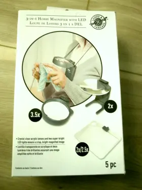 Loops And Threads 400100049136 3-in-1 Hobby Magnifier With Led By Nib 2x/2.5x