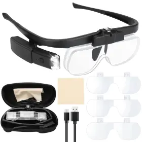 H10059 Lpluziyyds Headband Magnifying Glass Rechargeable Head Magnifier Glasses With 2 Led Lig