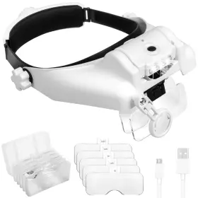 H124-t00001fba Lpluziyyds Lupa De Cabeza Con Led Luz Gafas Para Trabajo Cercano Kit 6 Lentes Aumento