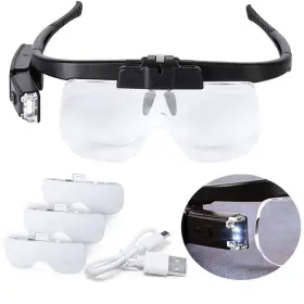 Ltdooit 782942316431 Magnifying Glass With Led Light For Close Work Usb Rechargeable Head Magnifi