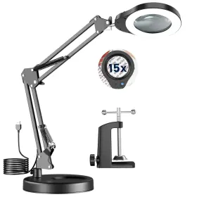 Mov-006 Lweiiws 15x Magnifying Glass With Light And Stand 84 Led Desk Wtih