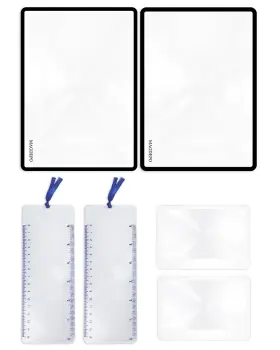 M Magdepo 426909651328 3x Page Magnifier 4.75 Inch X 7 Bookmark With Ruler 4 Pcs Set
