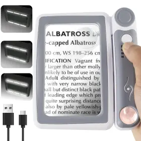 Magnibulls 793610660848 Magnifying Glass With Light 5x 10x 45x Rechargeable Magnifier 20 Led Li