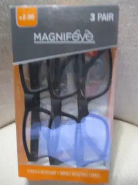 85753 Magnifeye 3 Pair 2.00 Scratch Resistant/impact Resistant Lenses Black New