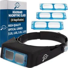 Mag0020 Magnifylabs Headband Magnifier Headset - Magnifying Visor With 4 Real Glass Optical Lens