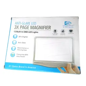 1815-wm Magnipros Anti-glare 3x Page Magnifier With 12 Built In Smd Dimmable Led Lights