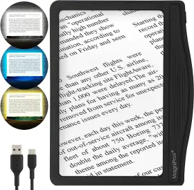 1816bk Magnipros 5x Rechargeable Large Ultra Bright Led Page Magnifier With Anti-glare