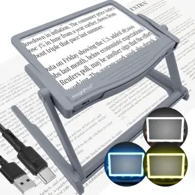Magnipros 1816gy Patented 5x Rechargeable Led Page Magnifier With Foldable Stand Ey