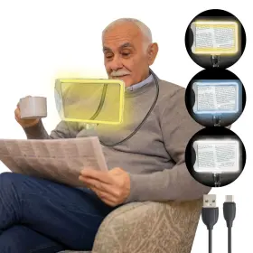 1828 Magnipros Flexible Gooseneck Page Magnifier With 3 Color Light Modes 4x And 6