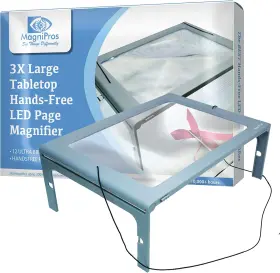 300psl-fba Magnipros 3x Large Full Page Magnifier With 12 Led Lights Foldable Flip-out Leg