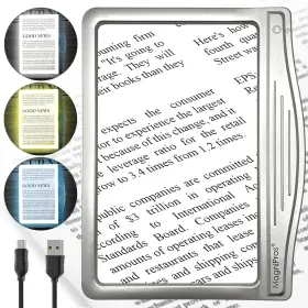 Magnipros 313038693602 5x Rechargeable Large Ultra Bright Led Page Magnifier With Anti-glar