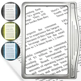 Magnipros 313088172133 5x Large Led Page Magnifier For Reading With 3 Color Lighting