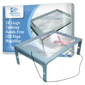 Magnipros 426909643187 3x Large Full Page Magnifier With 12 Led Lights Foldable Flip-out Legs Dual