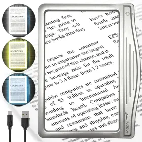 Magnipros 426909643446 5x Rechargeable Large Ultra Bright Led Page Magnifier With Anti-glare Lens