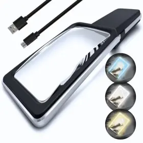 Magnipros 426909643453 6x Rechargeable Magnifying Glass With 3 Color Light Modes And Anti-glare Lens -