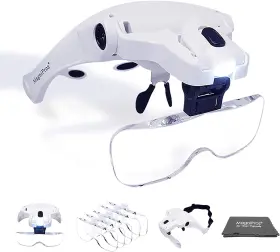 4332632511 Magnipros Led Illuminated Headband Magnifier Visor 2 Powerful Lights 5 D