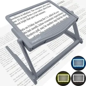 Magnipros 850052380014 5x Led Page Magnifier Collapsible Stand 3 Color Modes Anti-glare